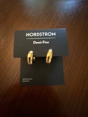 Nordstrom Demi-Fine hoop earrings 14k gold plated design and nickel-free. NWT